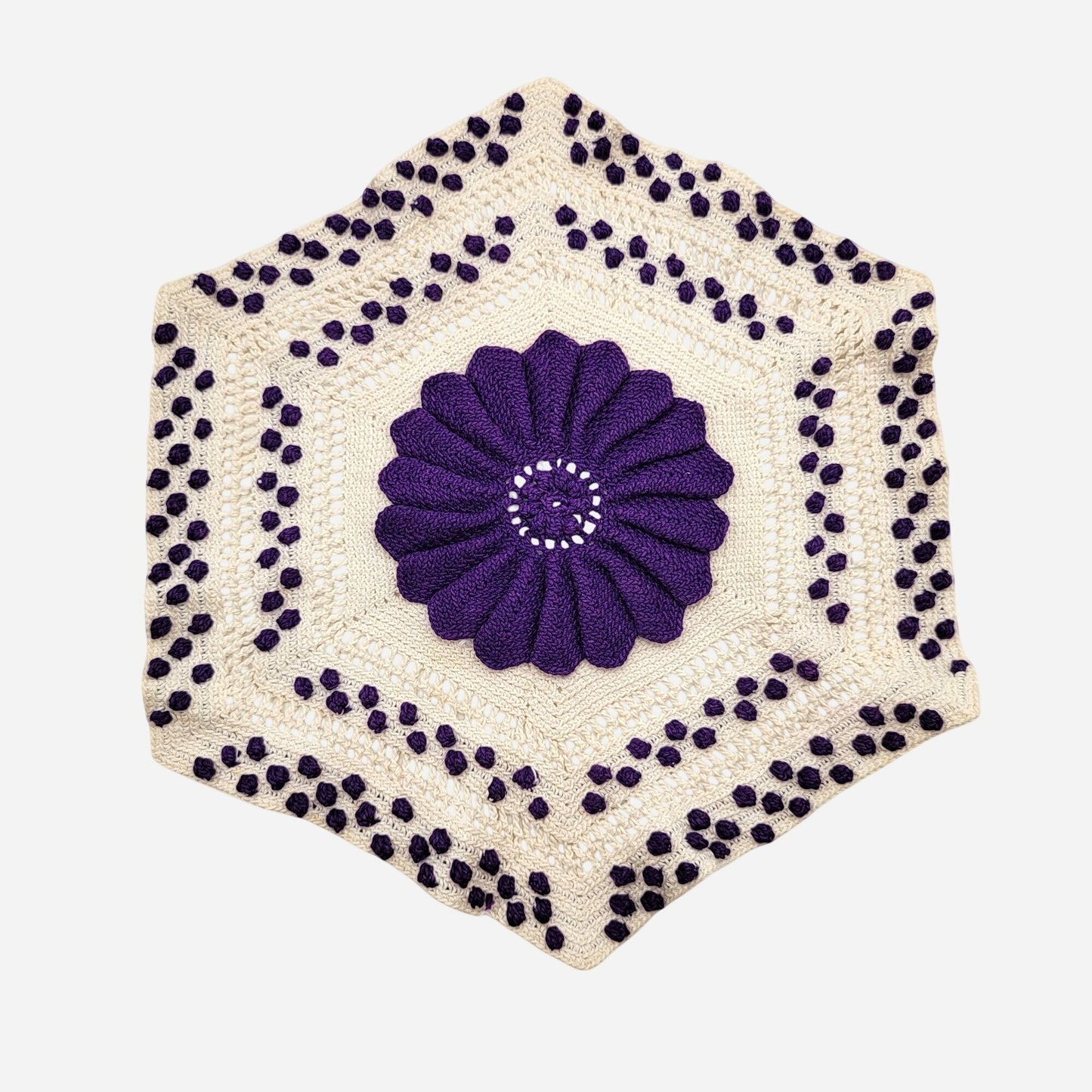 Vintage Purple Crochet Hexagon Doily