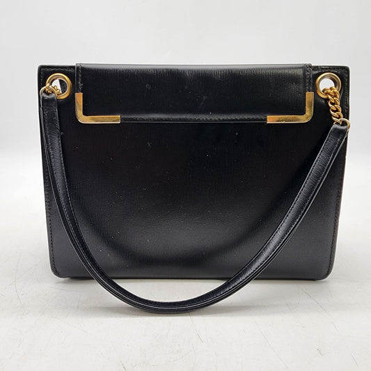 Vintage Coblentz Made in France Black Leather Handbag With Gold-Tone Details