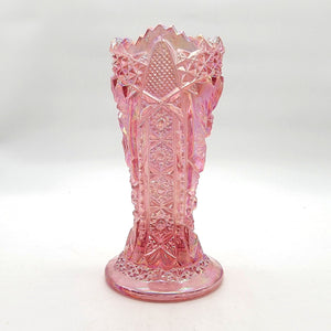 Vintage LE Smith Aztec Heritage Whirling Star Pink Carnival Glass Vase