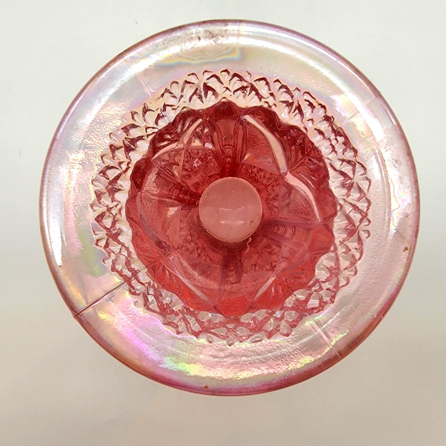 Vintage LE Smith Aztec Heritage Whirling Star Pink Carnival Glass Vase