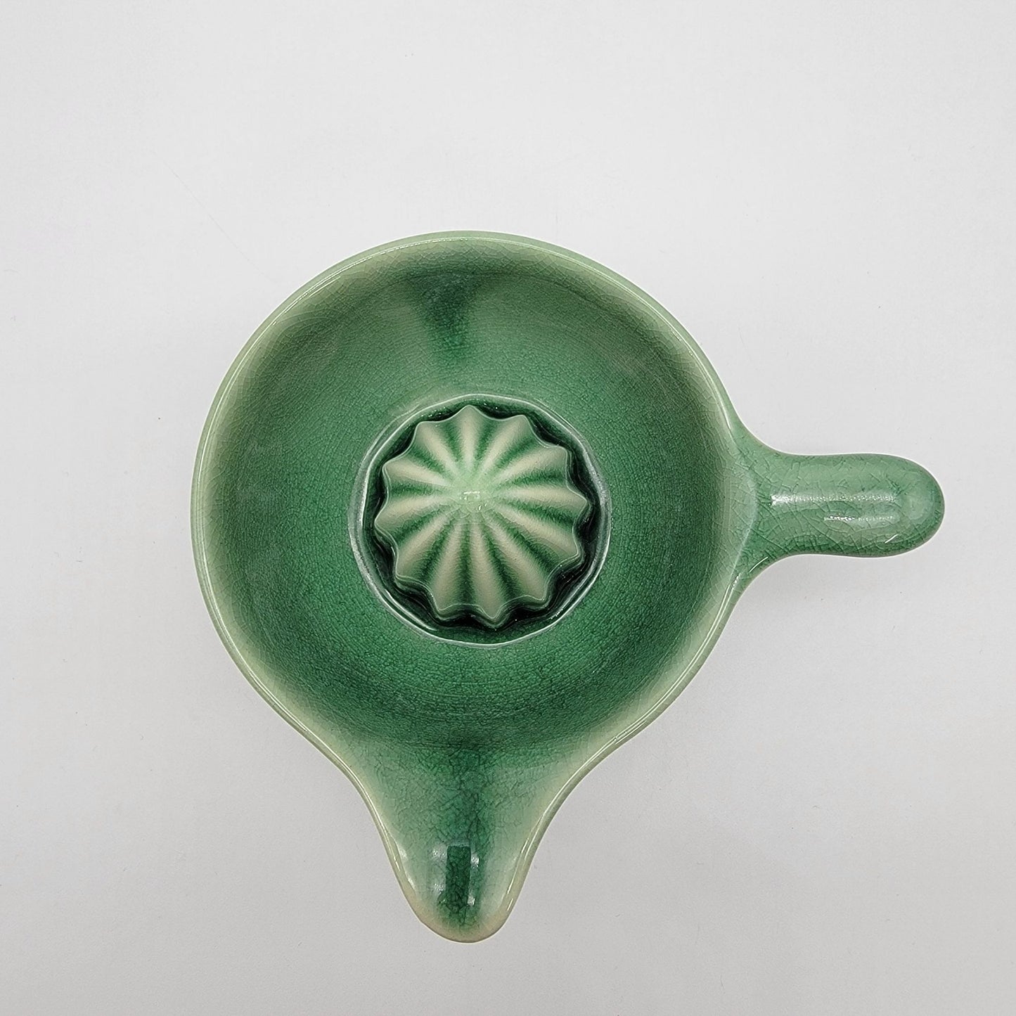 Vintage Celadon Green Ceramic Citrus Juicer Reamer