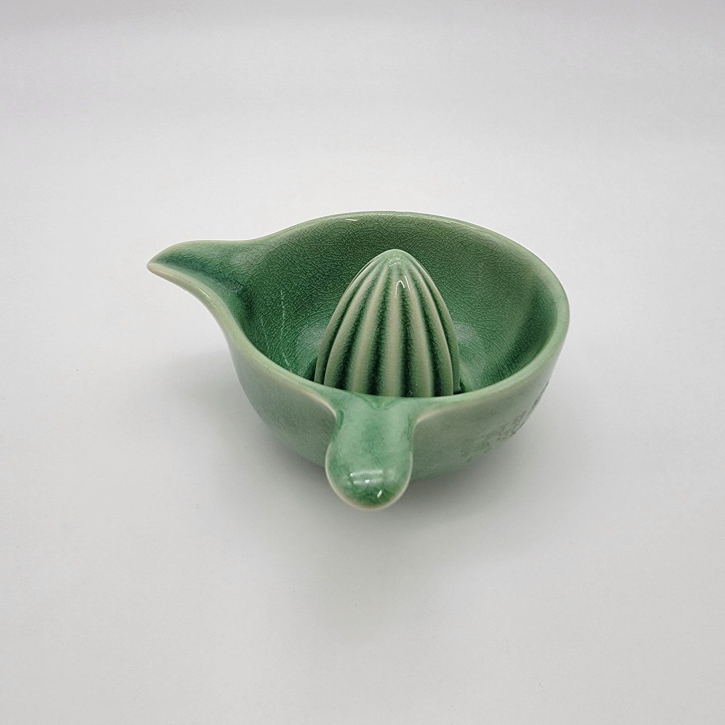 Vintage Celadon Green Ceramic Citrus Juicer Reamer