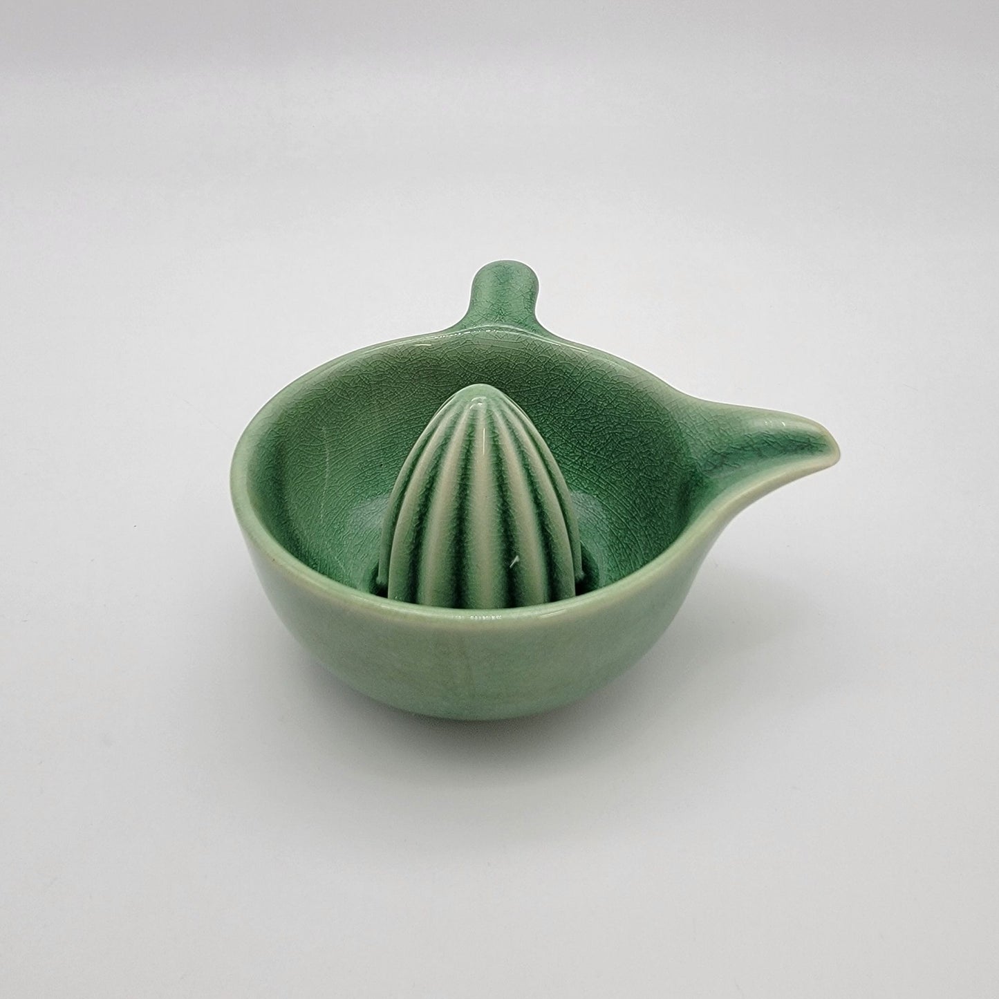 Vintage Celadon Green Ceramic Citrus Juicer Reamer