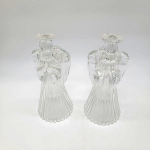 Vintage Crystal Praying Angel Candle Holders Set Of 2