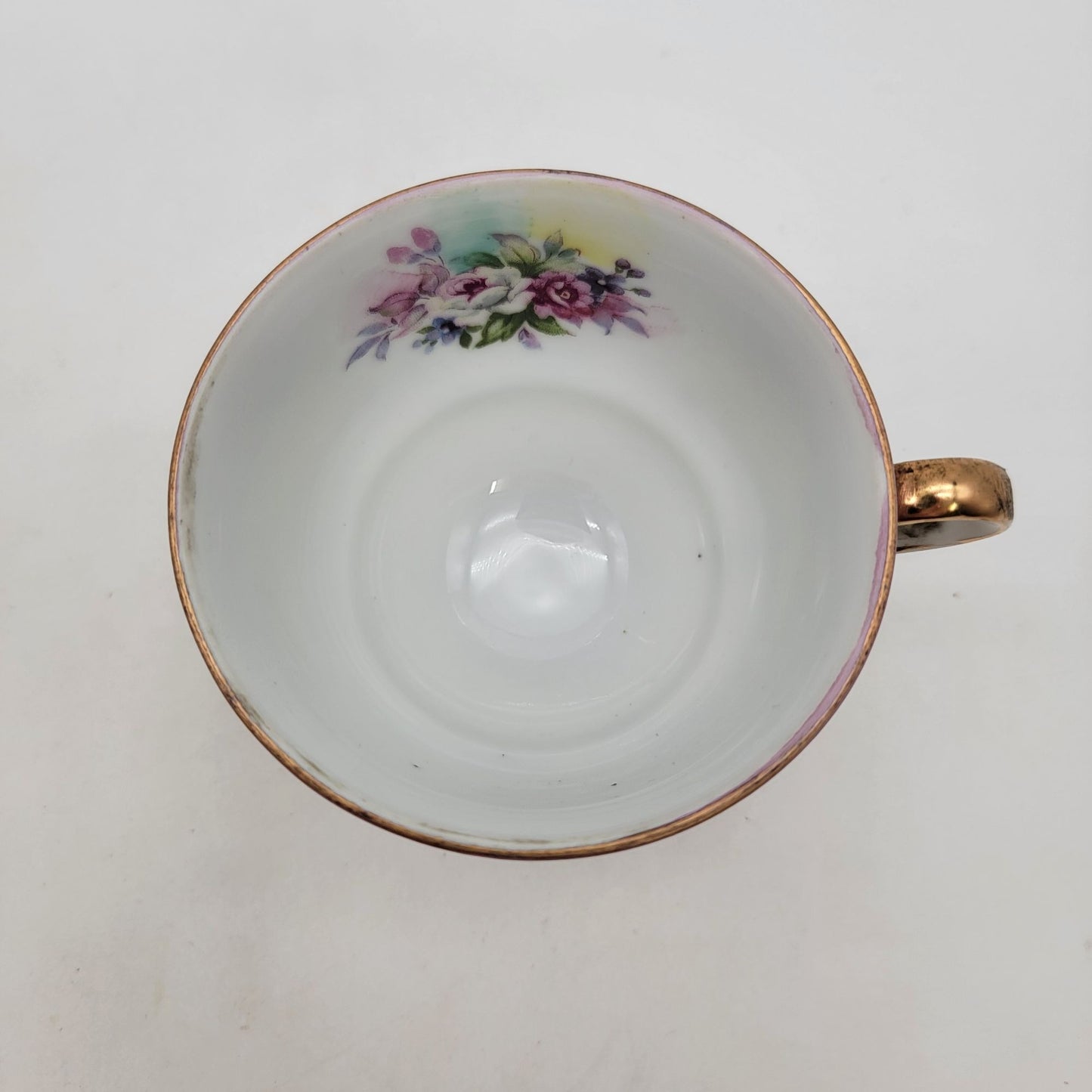 Antique Tea Cup & Saucer Pink Floral & Gold Gilded Details