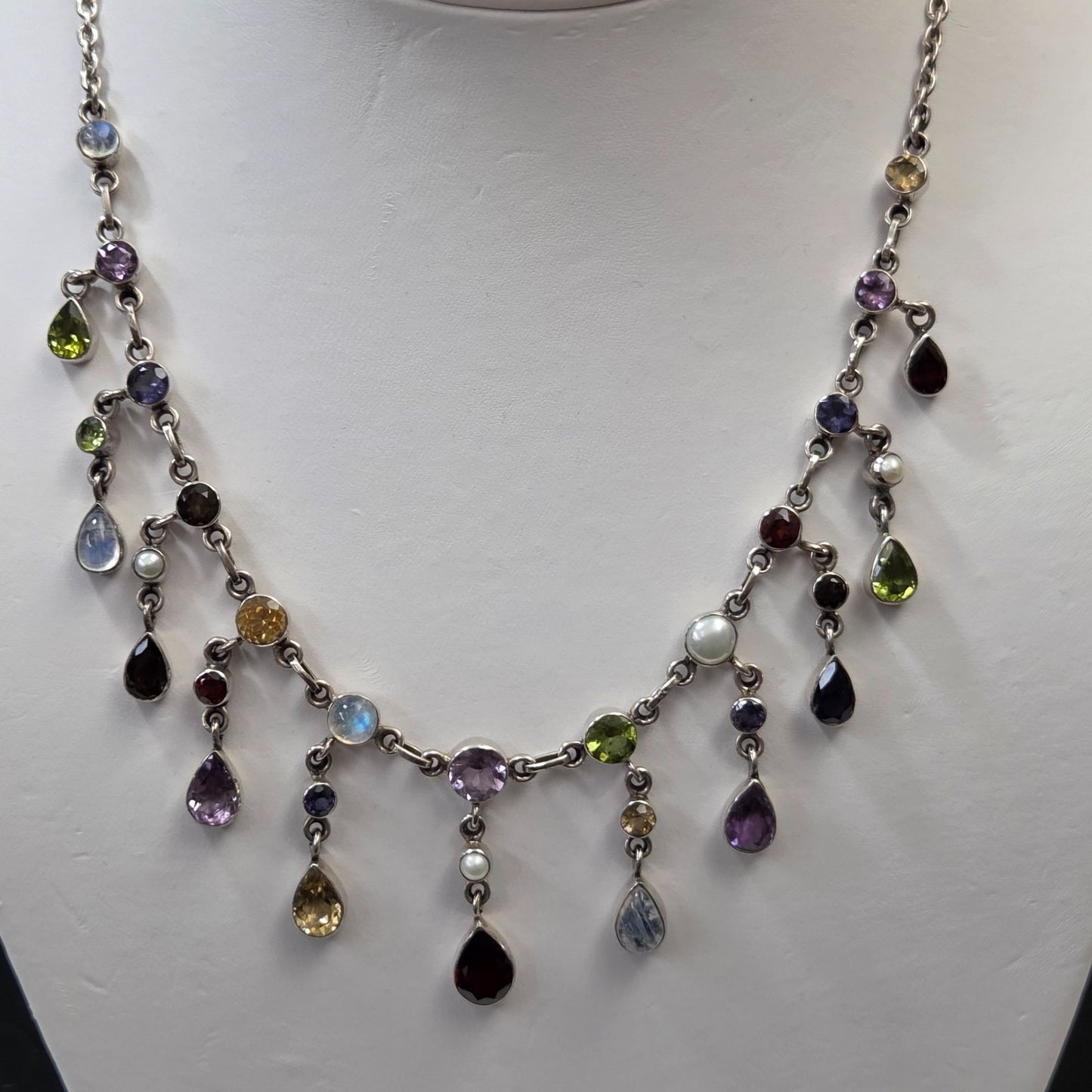 Nicky Butler 925 Sterling Silver Multi-Gemstone Chain Necklace