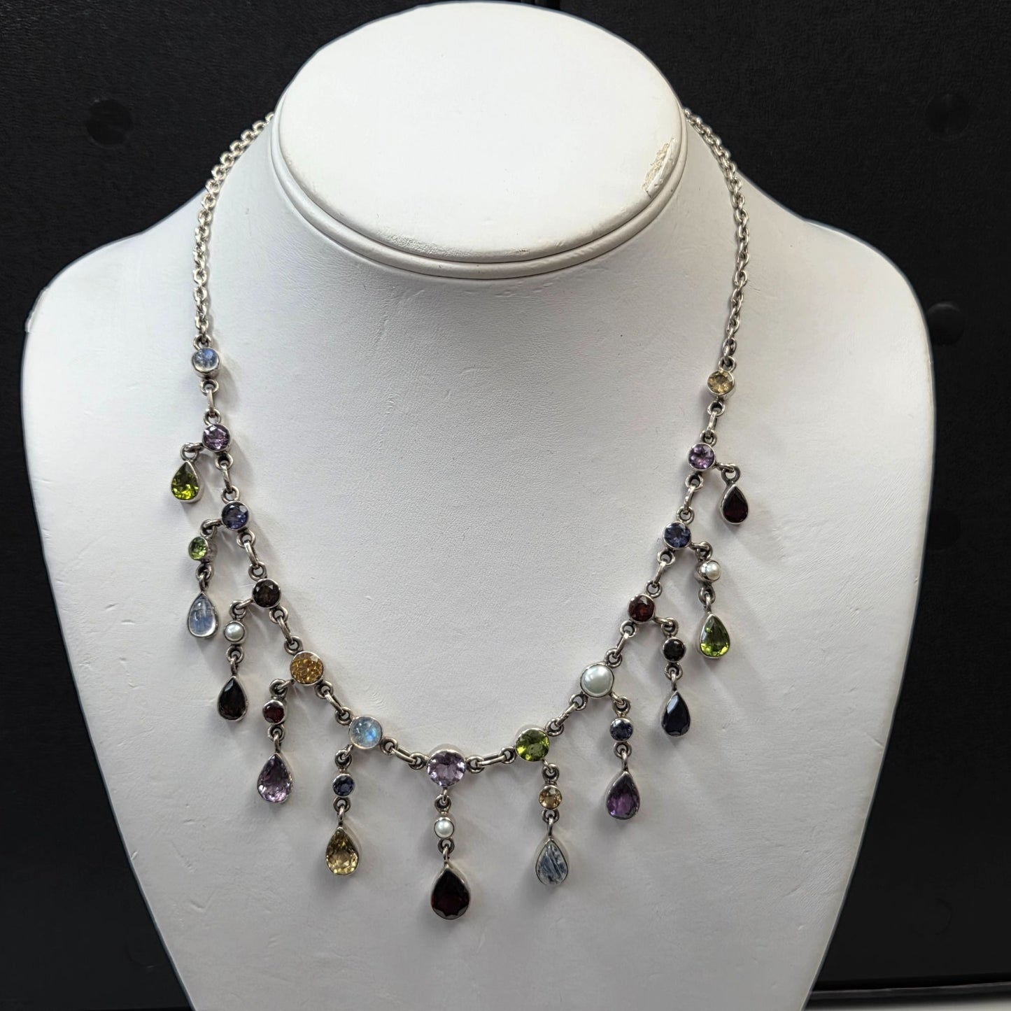 Nicky Butler 925 Sterling Silver Multi-Gemstone Chain Necklace