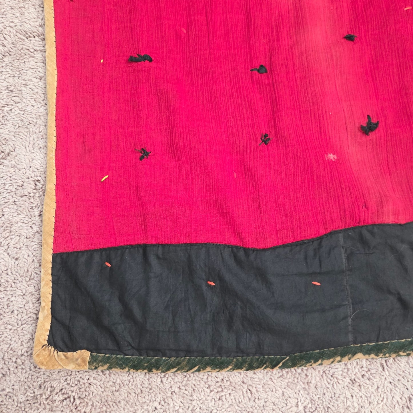 Antique Velvet Crazy Quilt Patchwork Twin Size