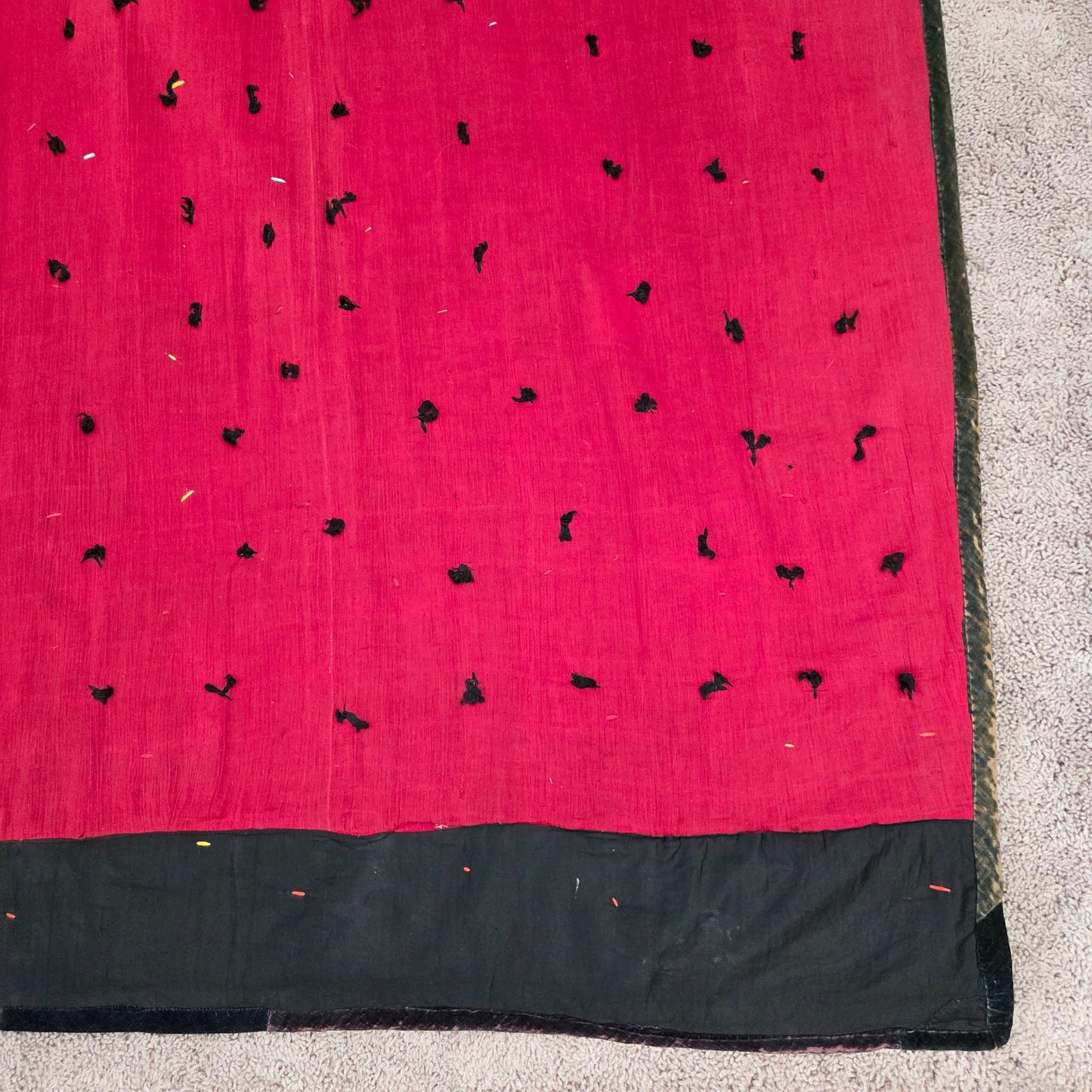 Antique Velvet Crazy Quilt Patchwork Twin Size
