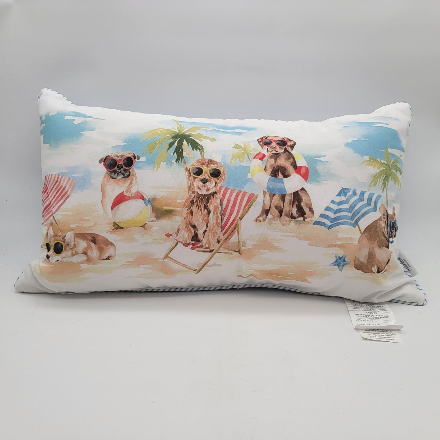 Martha Stewart Dogs At Beach Indoor / Outdoor Throw Pillow