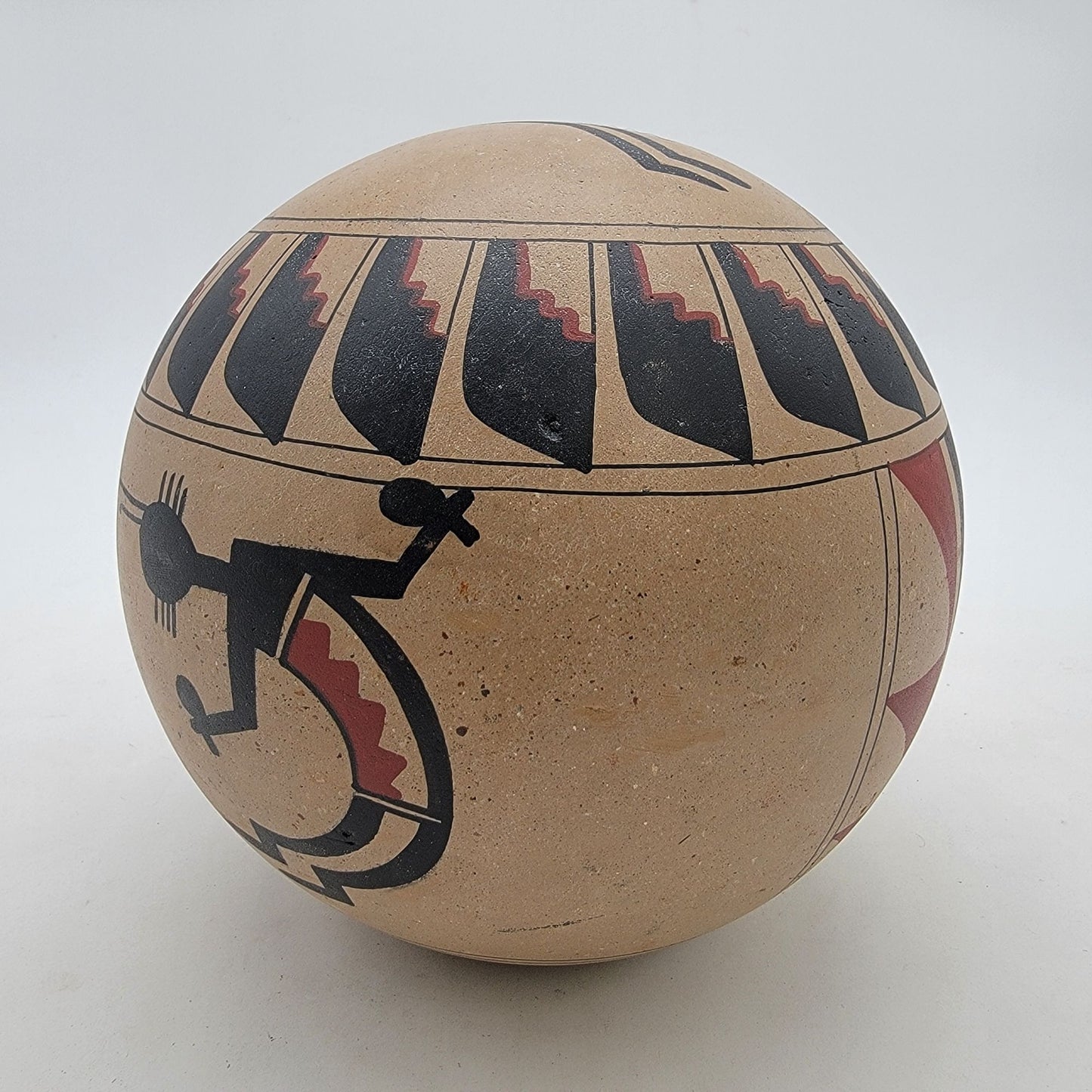 Jose Lucano Large Southwest Pottery Seed Pot With Mud-Head Kachina Dancer Motifs