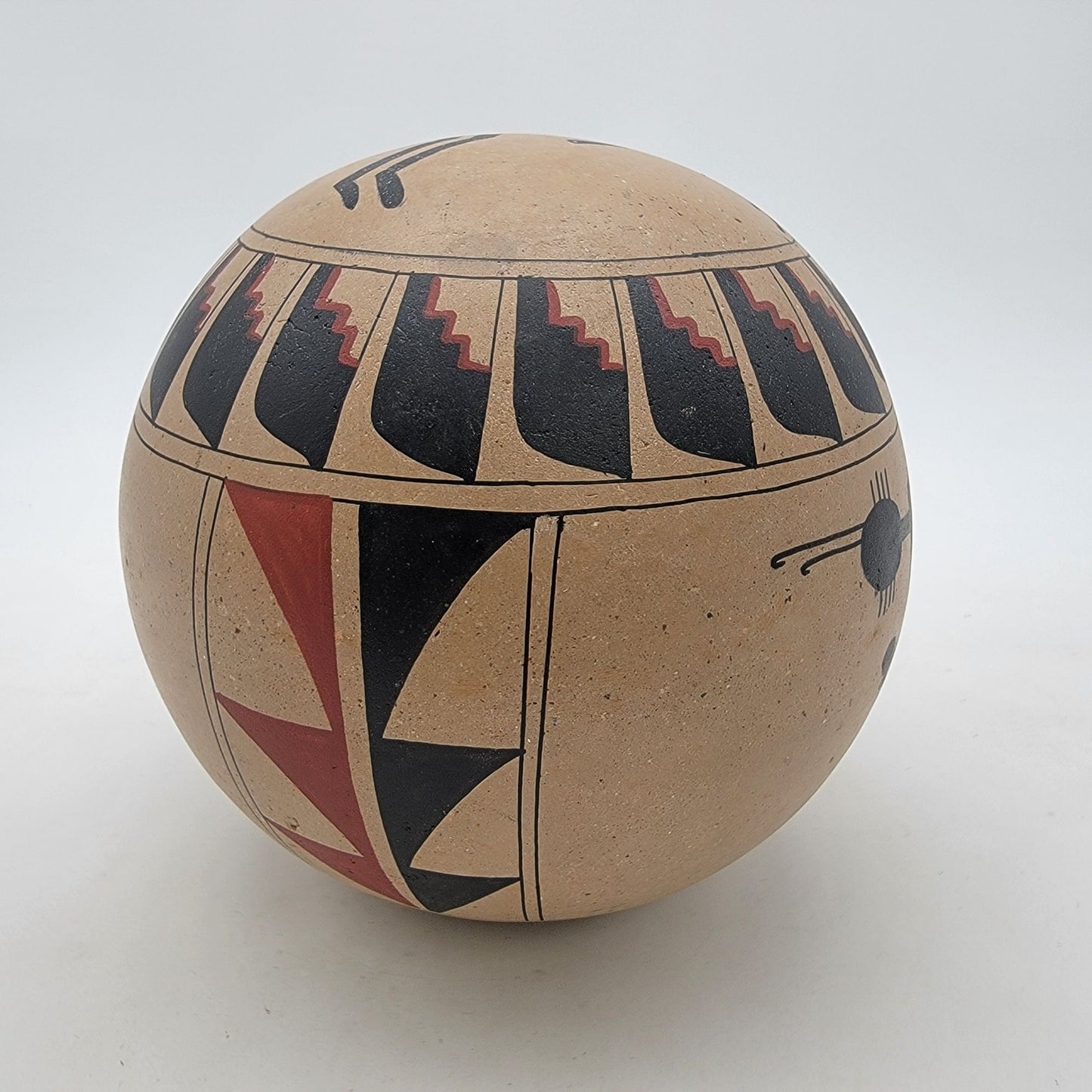 Jose Lucano Large Southwest Pottery Seed Pot With Mud-Head Kachina Dancer Motifs