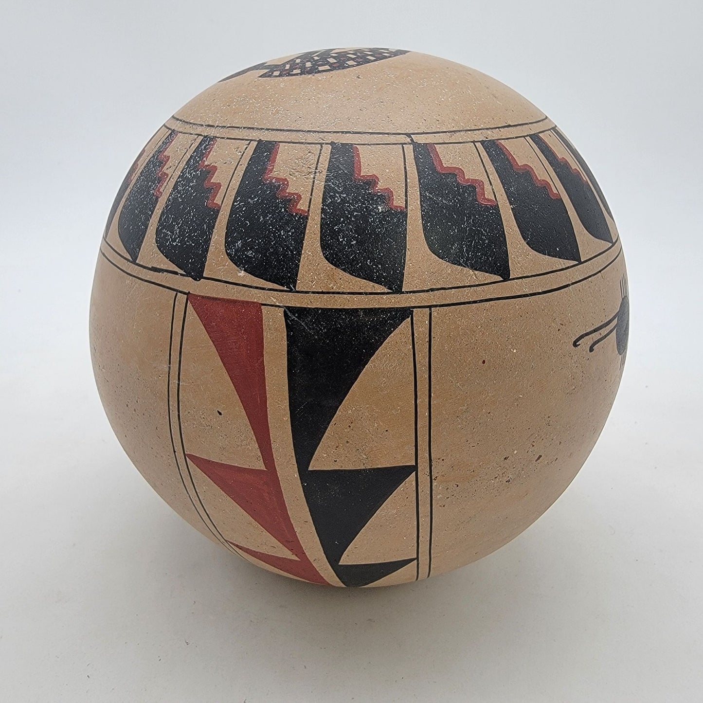 Jose Lucano Large Southwest Pottery Seed Pot With Mud-Head Kachina Dancer Motifs