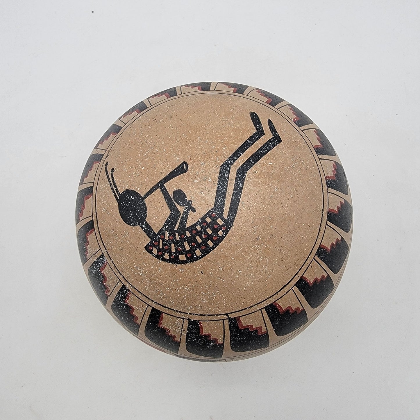 Jose Lucano Large Southwest Pottery Seed Pot With Mud-Head Kachina Dancer Motifs