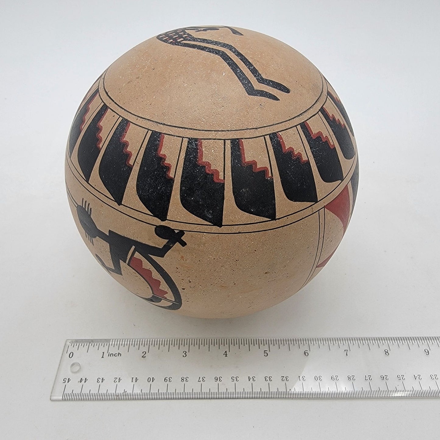 Jose Lucano Large Southwest Pottery Seed Pot With Mud-Head Kachina Dancer Motifs