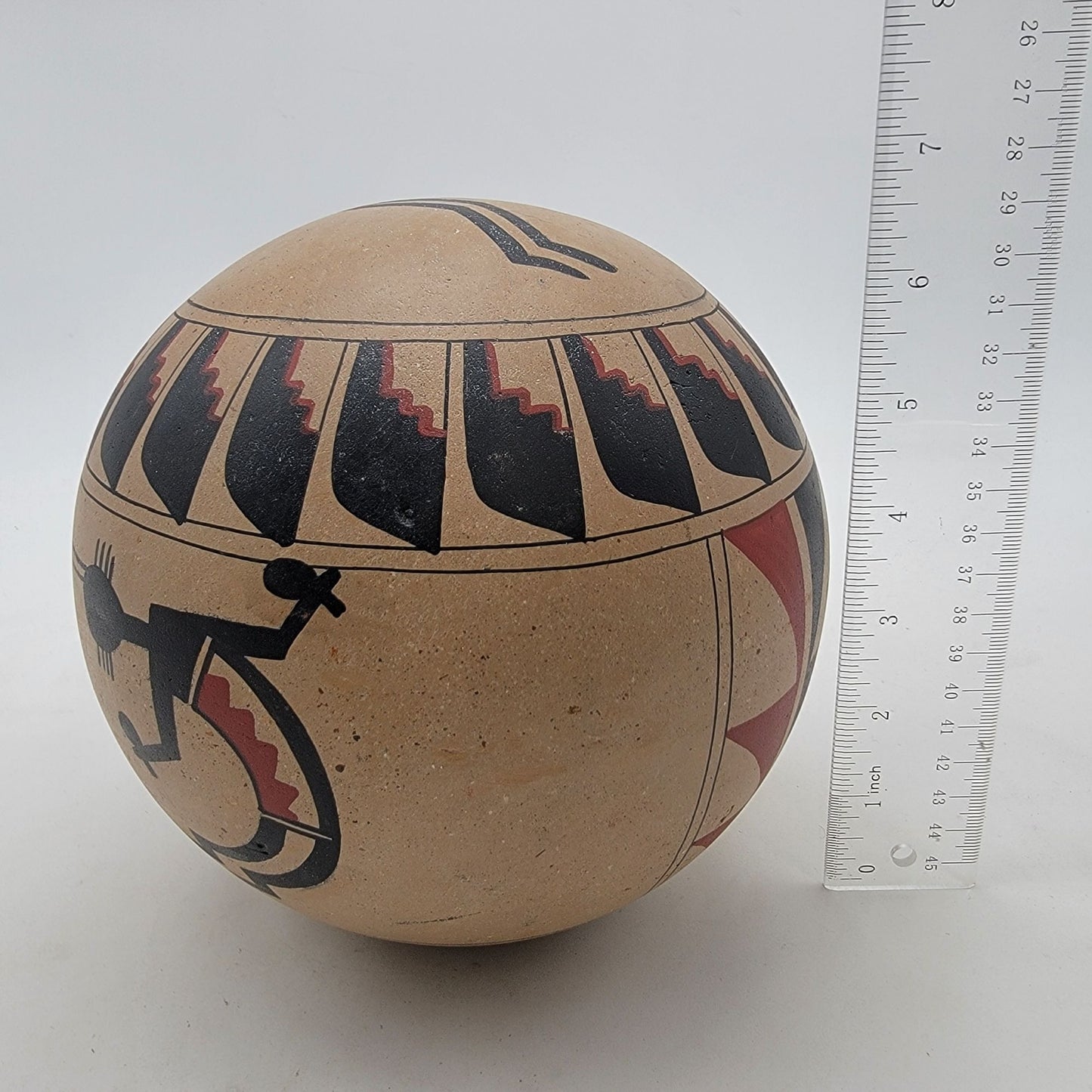 Jose Lucano Large Southwest Pottery Seed Pot With Mud-Head Kachina Dancer Motifs