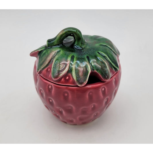 Vintage Strawberry Sugar Bowl or Jam Jar