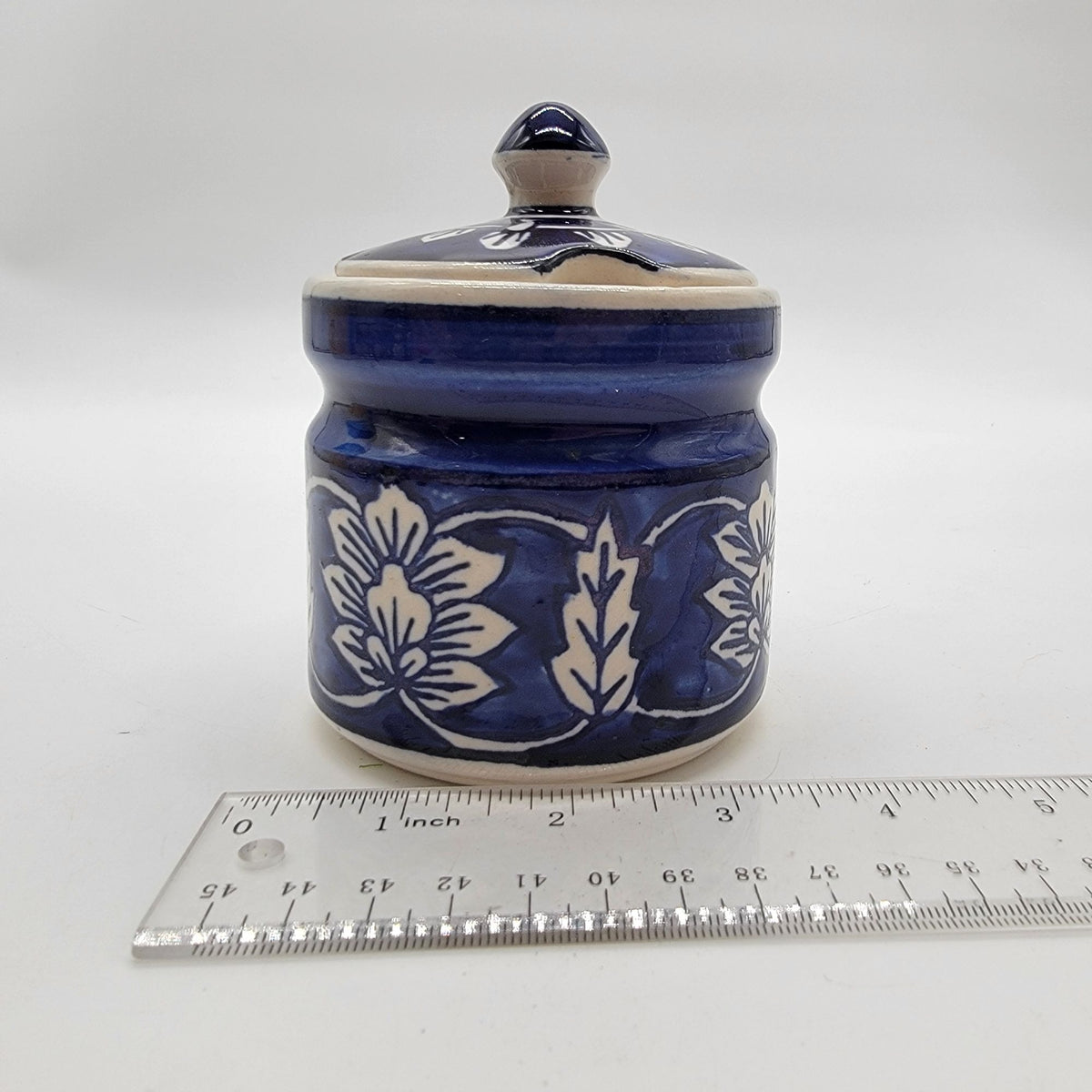 Vintage Blue & White Floral Condiment Jar Set