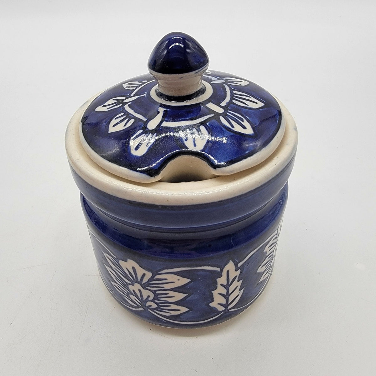 Vintage Blue & White Floral Condiment Jar Set