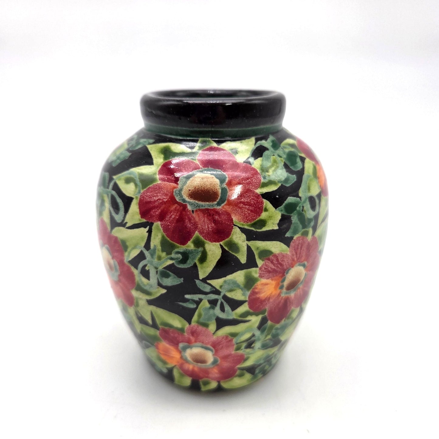 Hand-Painted Floral Vase By Sandy Kreyer