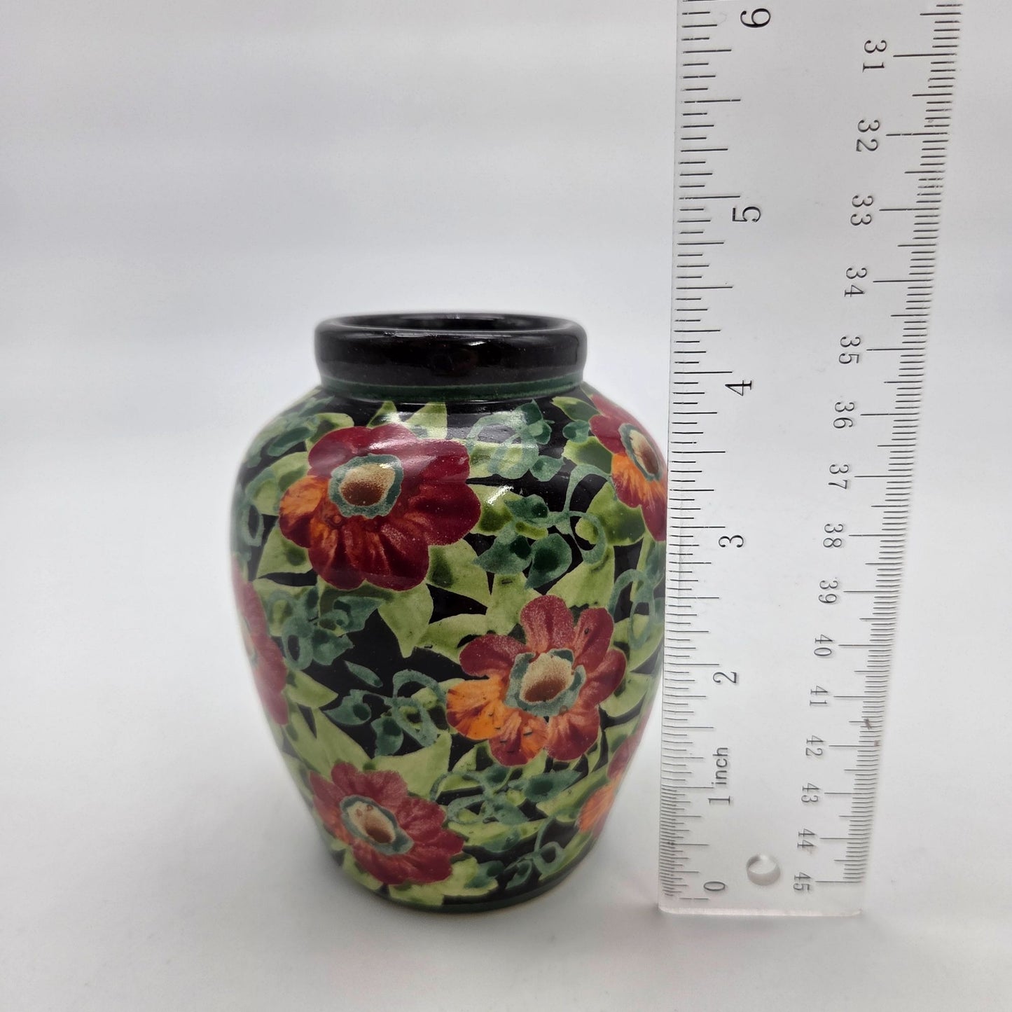 Hand-Painted Floral Vase By Sandy Kreyer