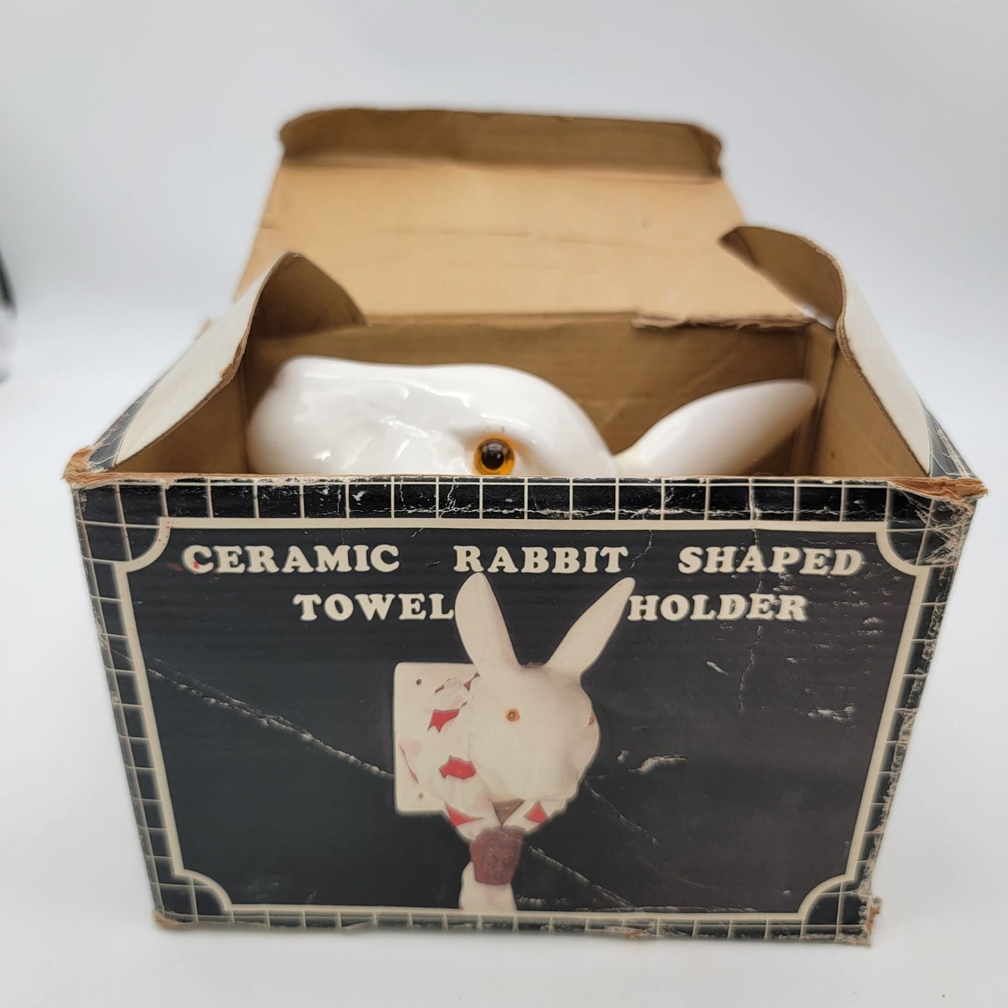Vintage Ceramic Rabbit Wall Mount Towel Holder