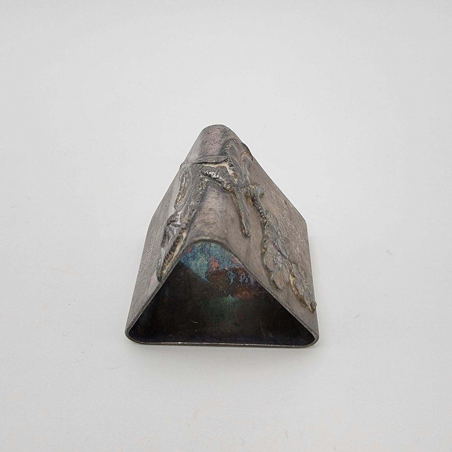 Antique Victorian Silver-Plate Triangular Napkin Ring