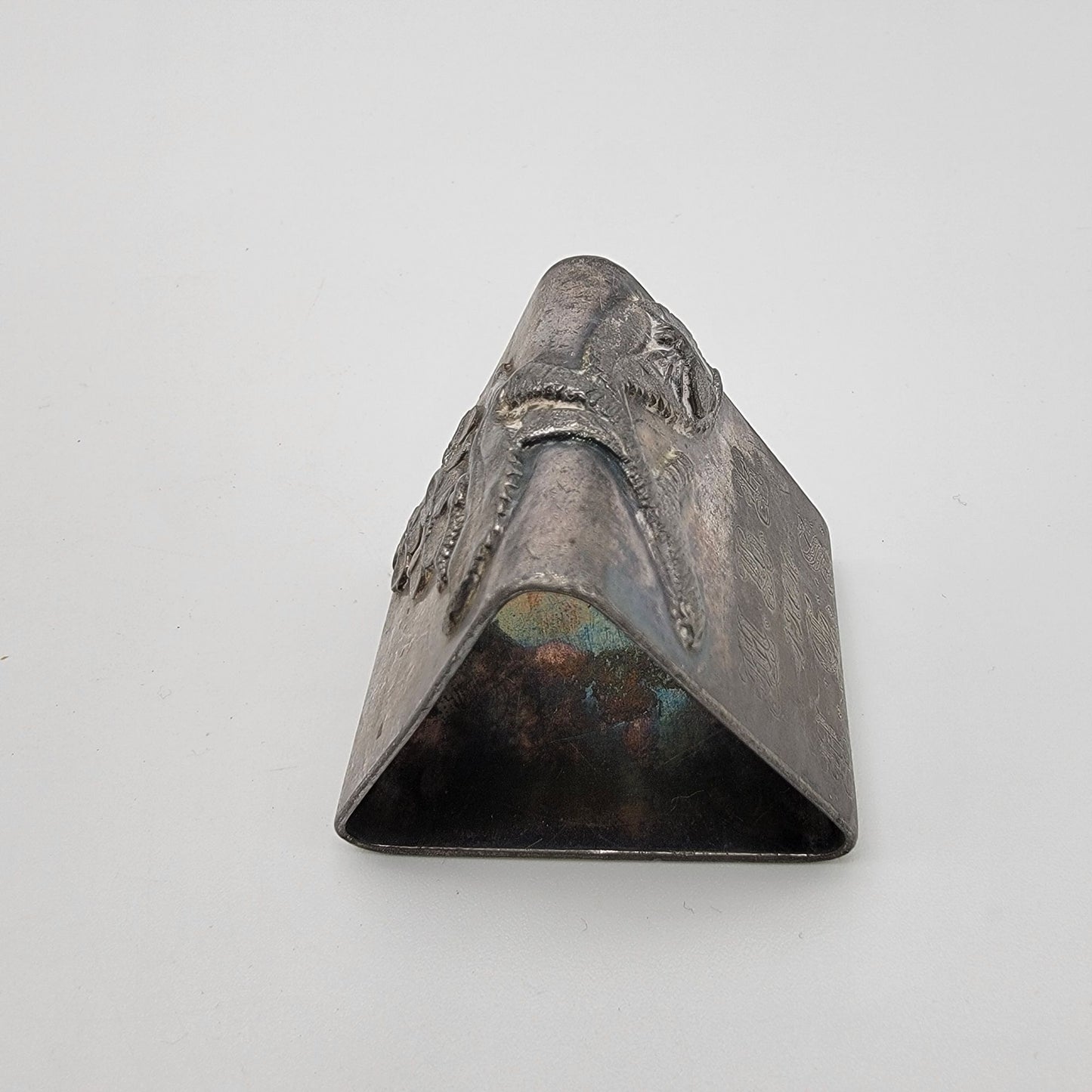 Antique Victorian Silver-Plate Triangular Napkin Ring