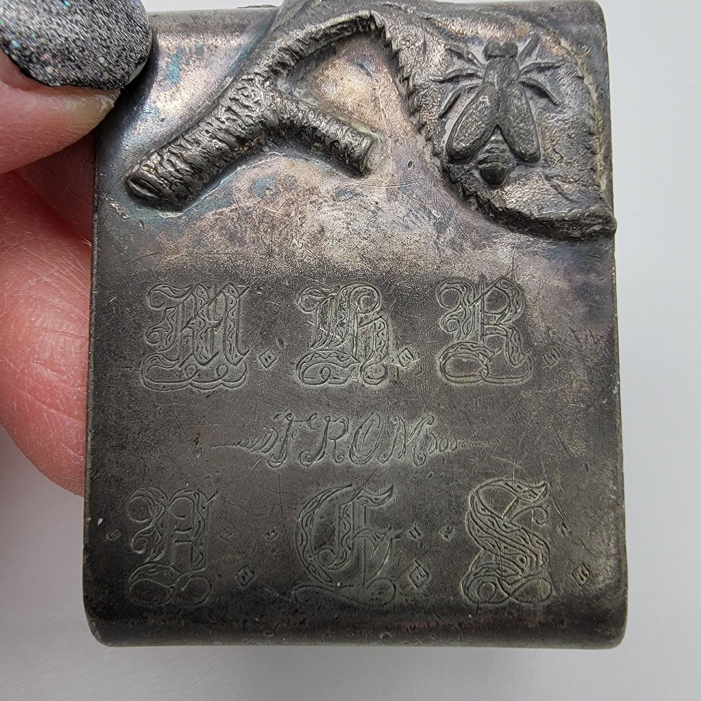 Antique Victorian Silver-Plate Triangular Napkin Ring