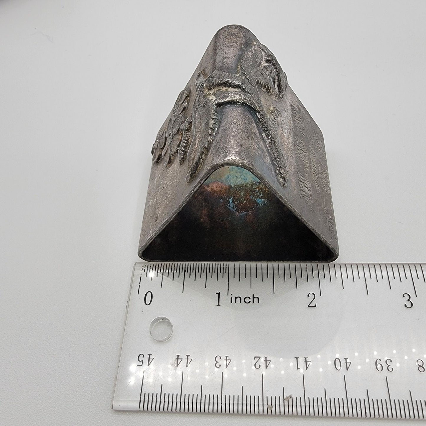 Antique Victorian Silver-Plate Triangular Napkin Ring
