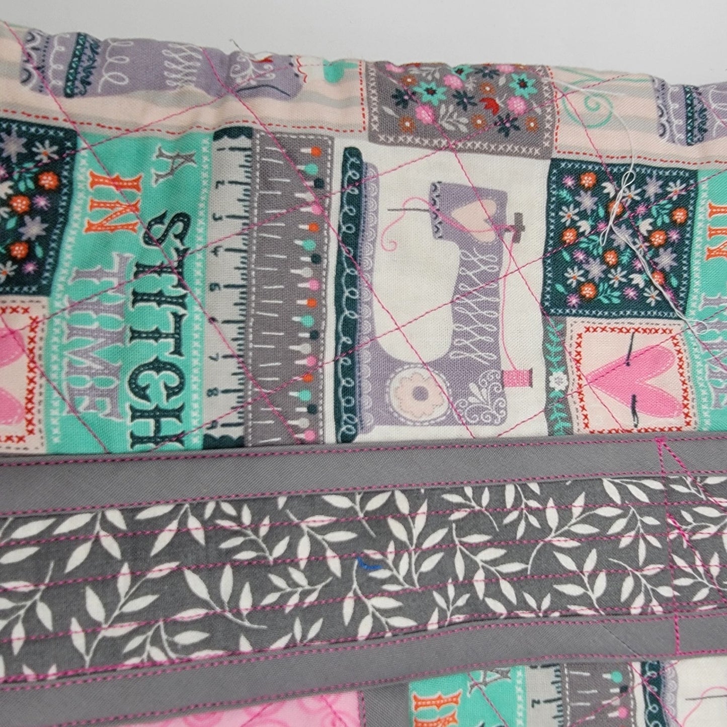 Handmade Quilted Carry-All Sewing Tote Bag With Matching Pouch