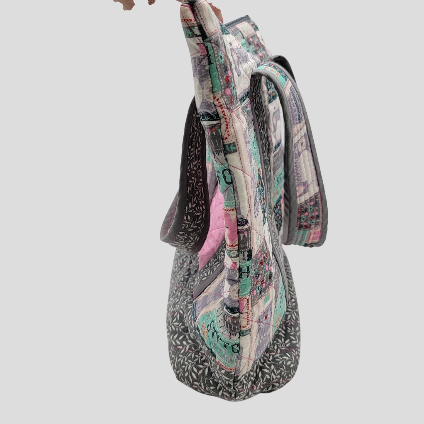 Handmade Quilted Carry-All Sewing Tote Bag With Matching Pouch