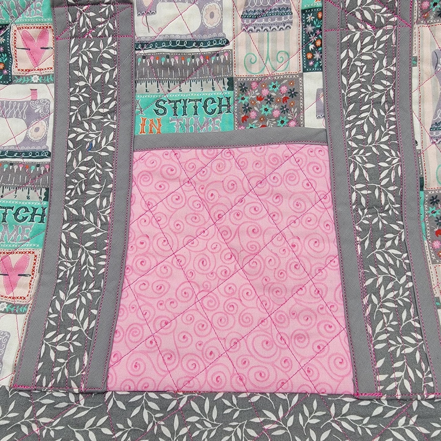 Handmade Quilted Carry-All Sewing Tote Bag With Matching Pouch