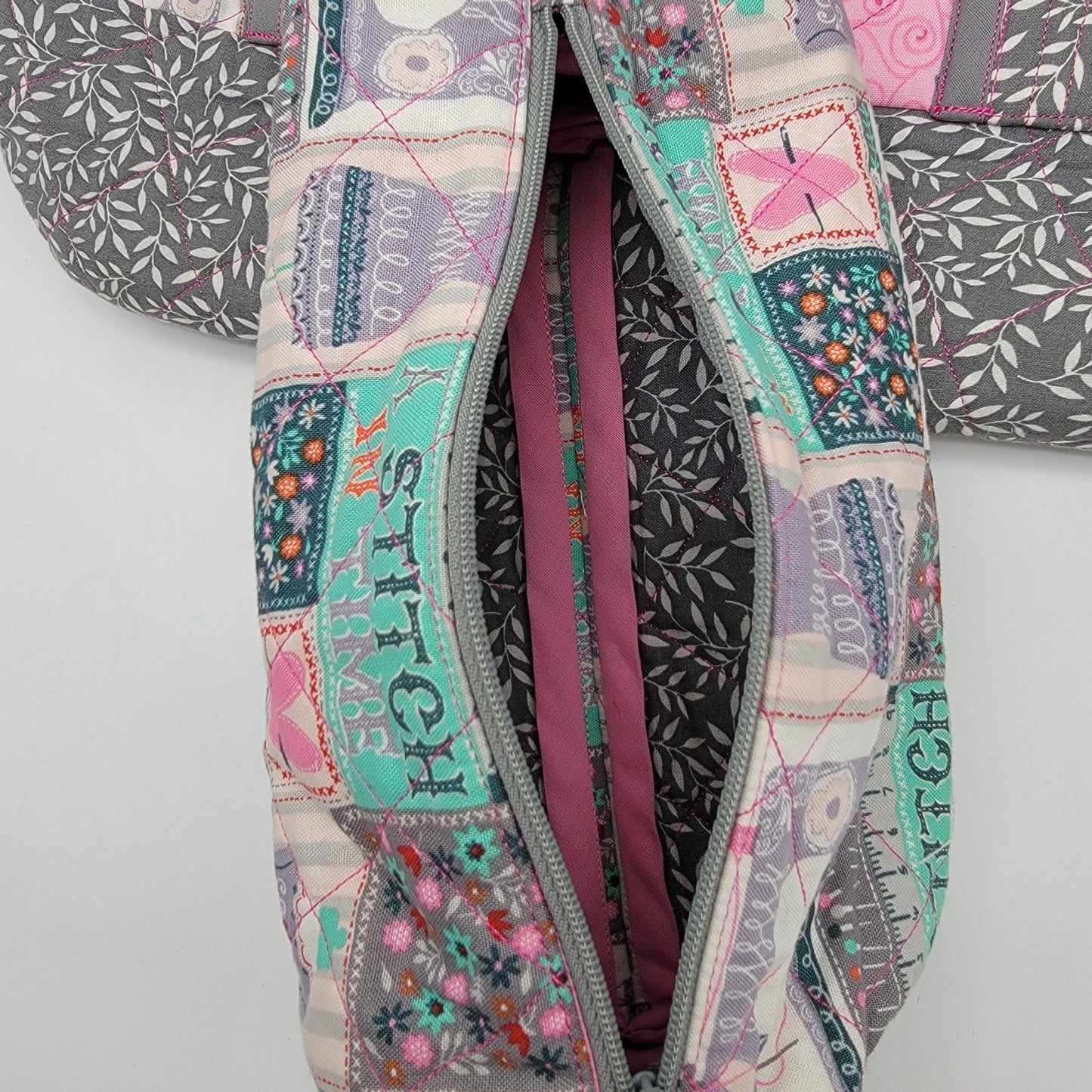 Handmade Quilted Carry-All Sewing Tote Bag With Matching Pouch