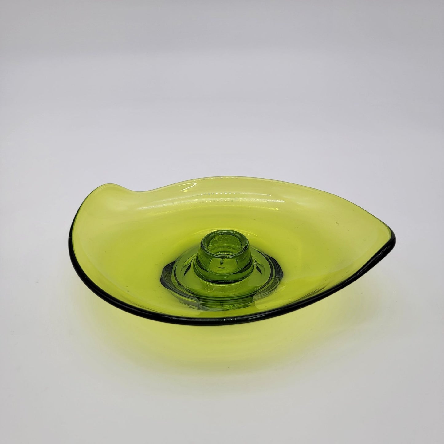 Vintage Viking Glass Epic Atomic Avocado Green Candle Holder
