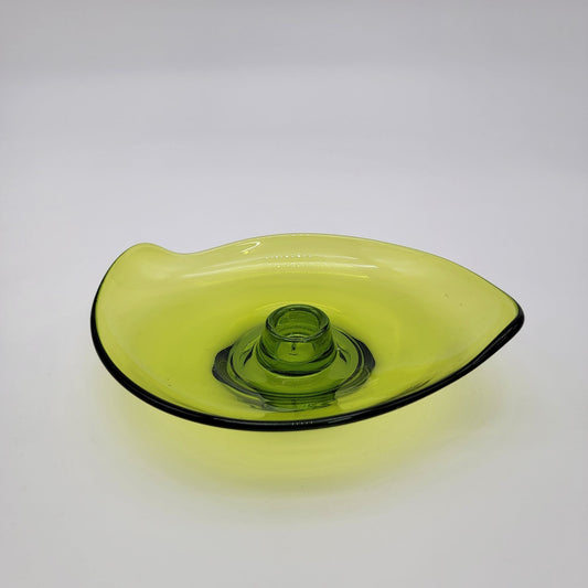 Vintage Viking Glass Epic Atomic Avocado Green Candle Holder
