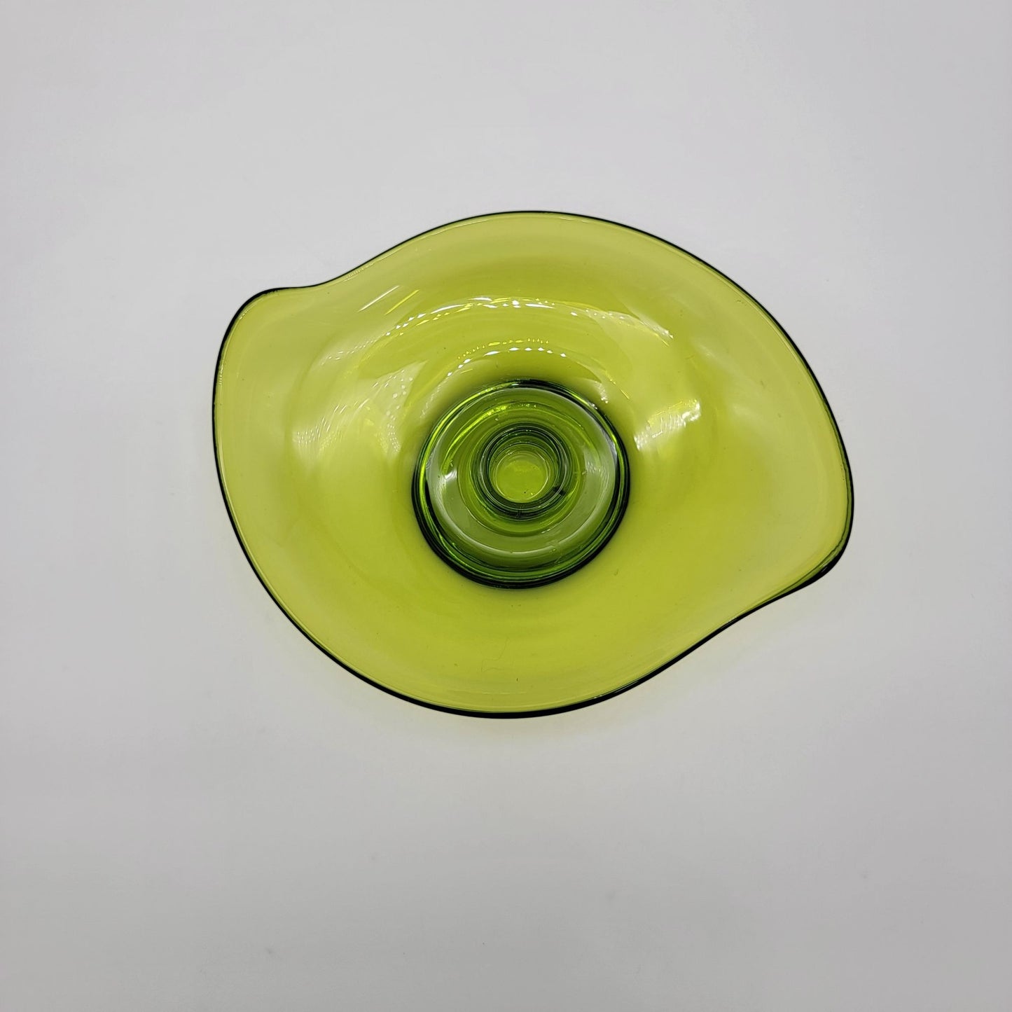 Vintage Viking Glass Epic Atomic Avocado Green Candle Holder