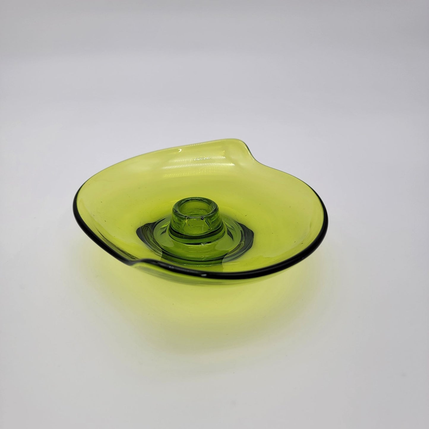 Vintage Viking Glass Epic Atomic Avocado Green Candle Holder