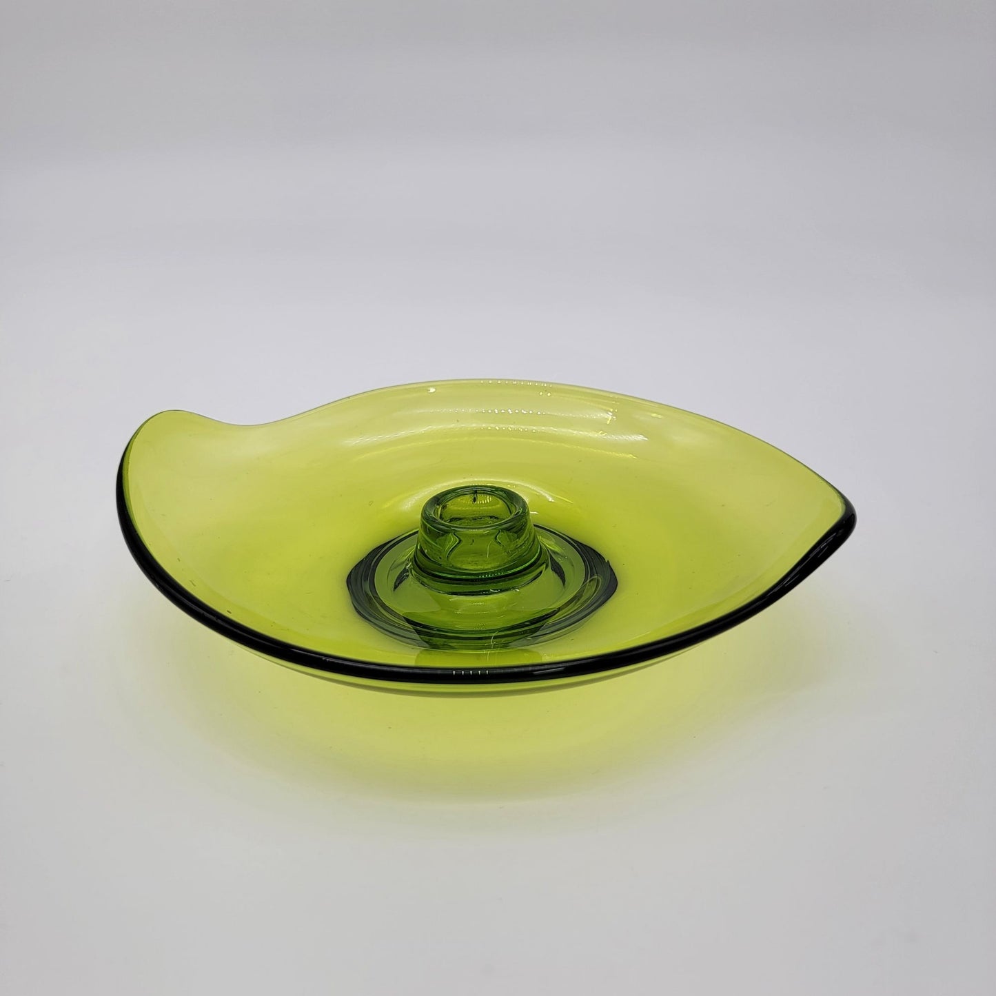 Vintage Viking Glass Epic Atomic Avocado Green Candle Holder