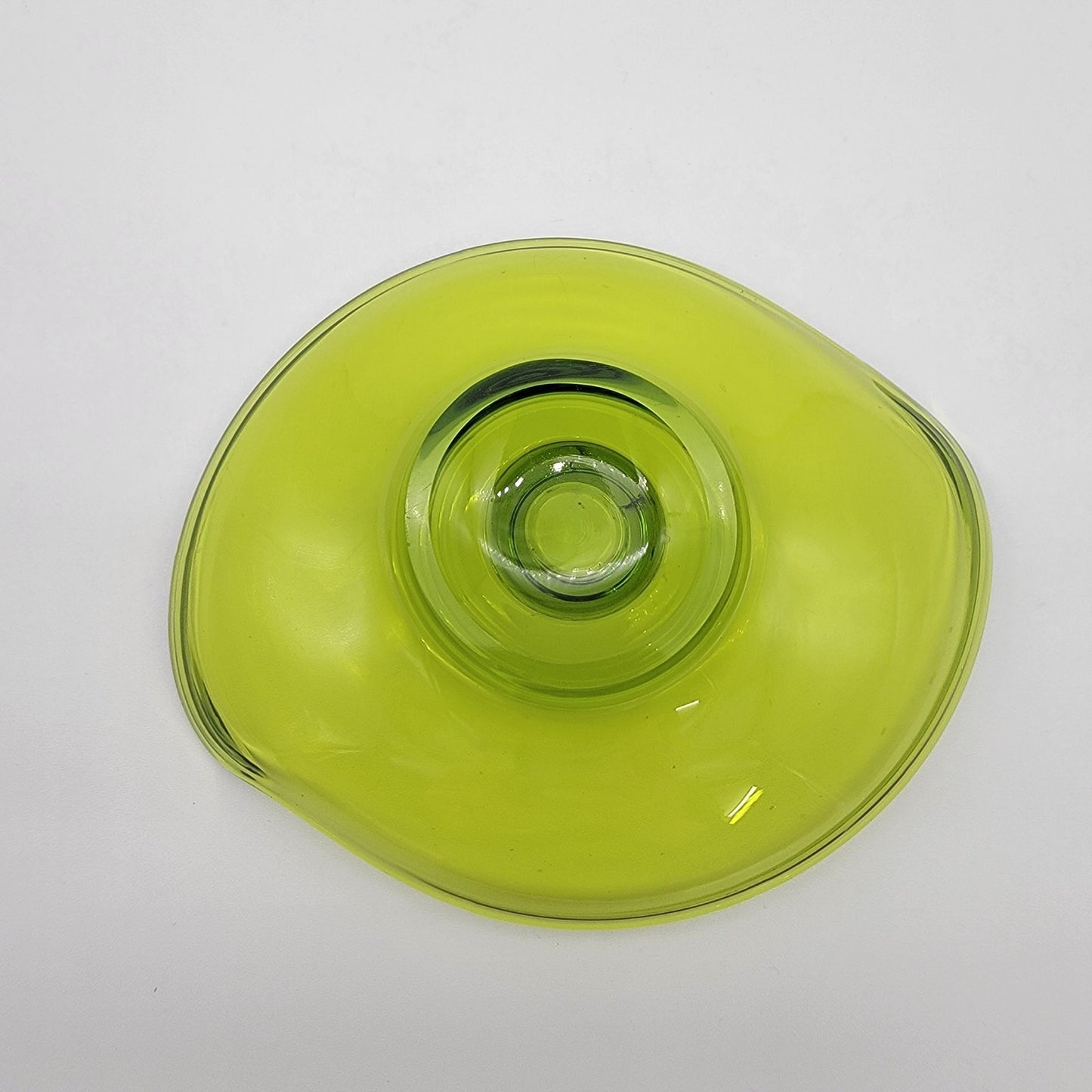 Vintage Viking Glass Epic Atomic Avocado Green Candle Holder