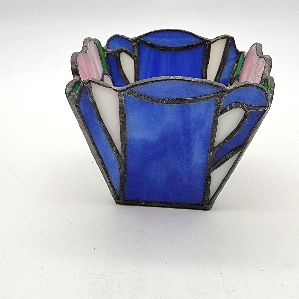 Vintage Tiffany Style Stained Glass Votive Candle Holder