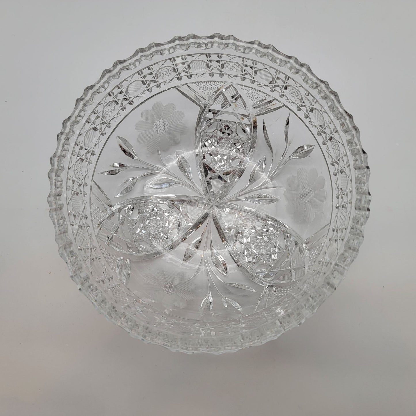 Antique American Brilliant Period McKee Innovation Brilliant Cut Glass Bowl