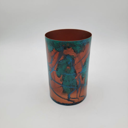 Koyal Patina Metal Cylinder Vase 6" Inches Tall