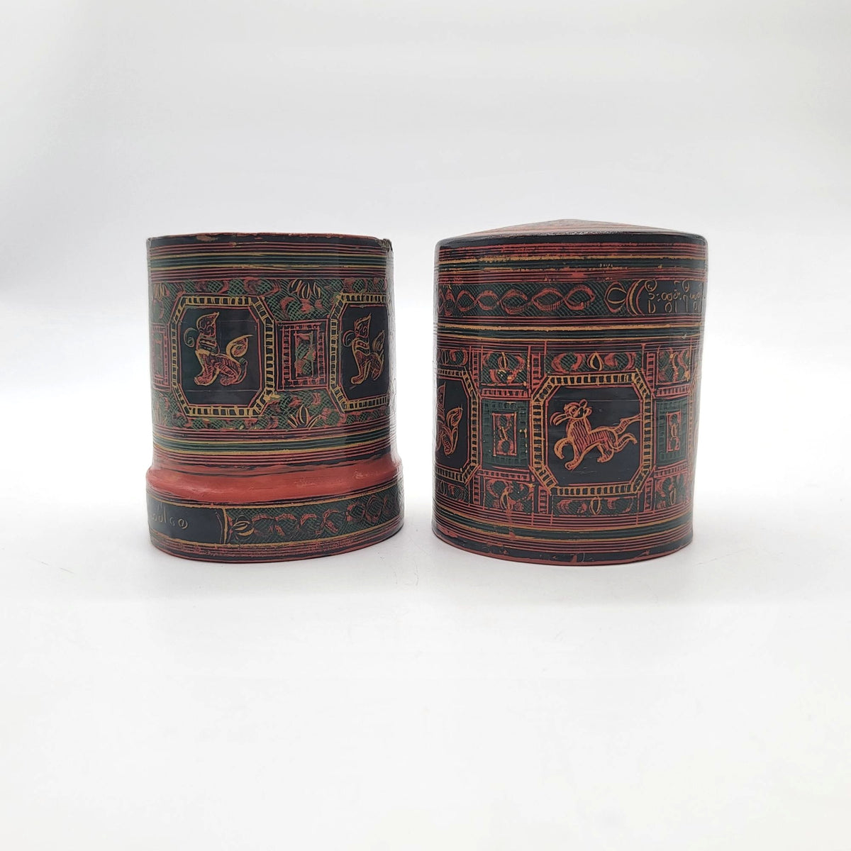 Vintage Burmese Lacquered Betel Nut Box Missing Inner Tray