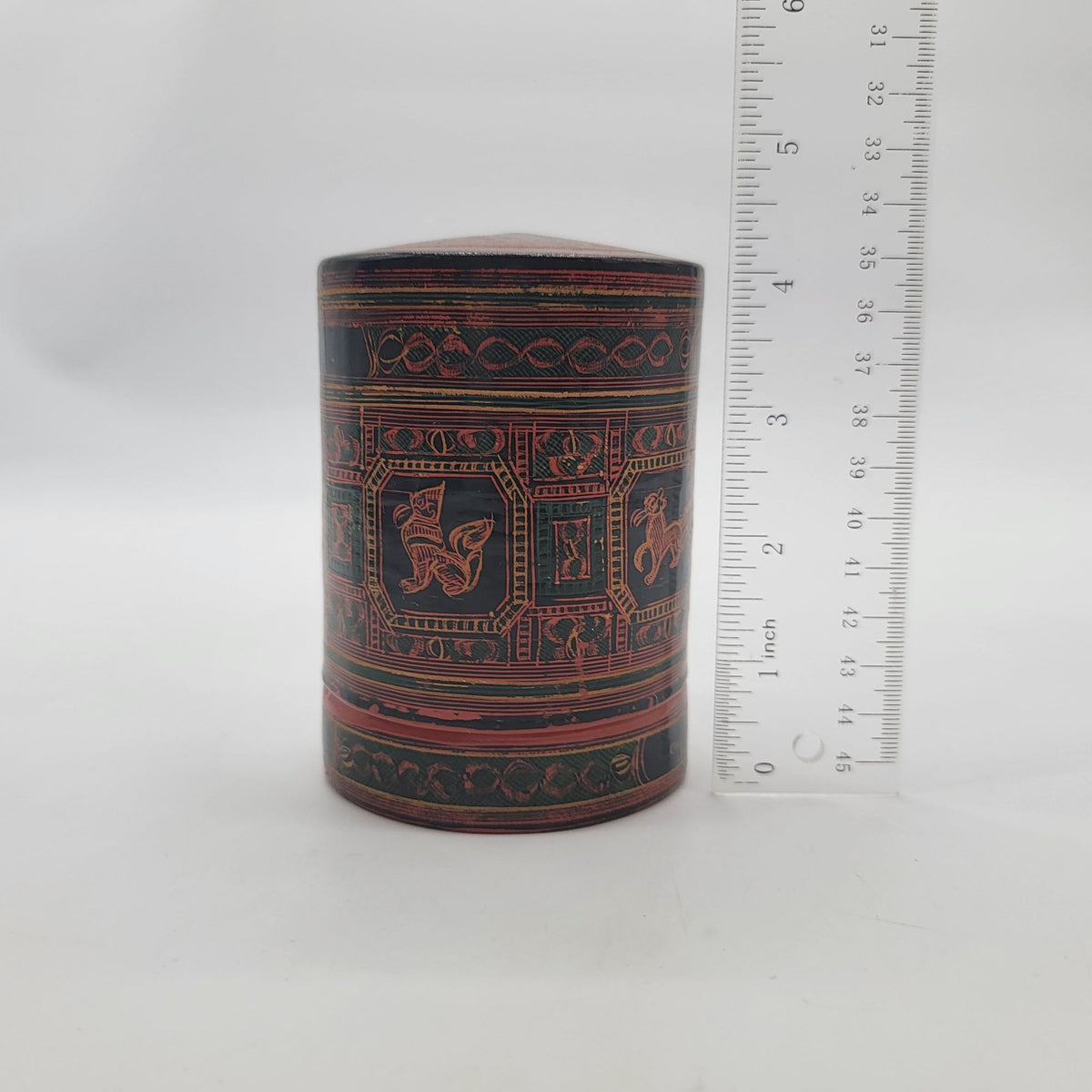 Vintage Burmese Lacquered Betel Nut Box Missing Inner Tray