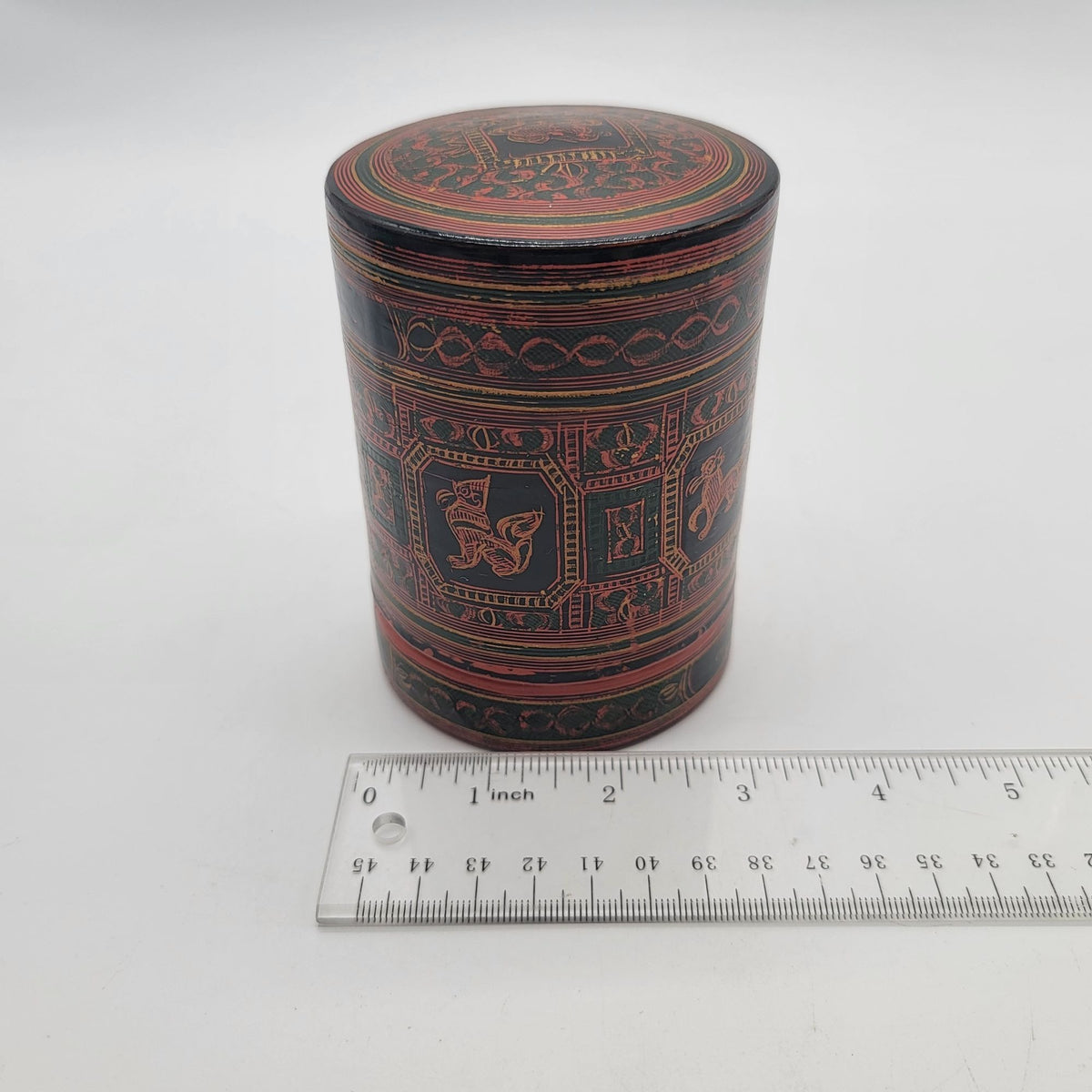 Vintage Burmese Lacquered Betel Nut Box Missing Inner Tray