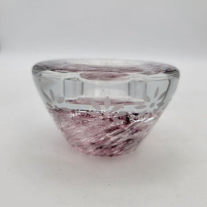 Polish Etched Glass Candle Holder
