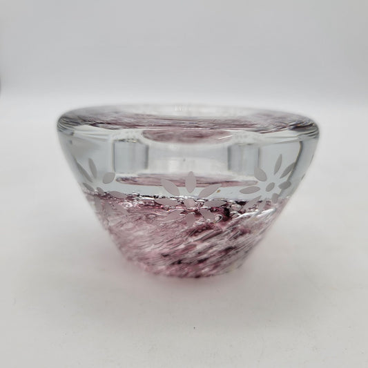 Polish Etched Glass Candle Holder