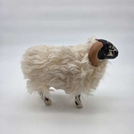 Meier Germany Real Wool Scottish Black Face Ram Sheep Sculpture