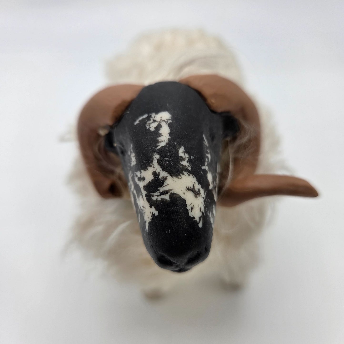 Meier Germany Real Wool Scottish Black Face Ram Sheep Sculpture
